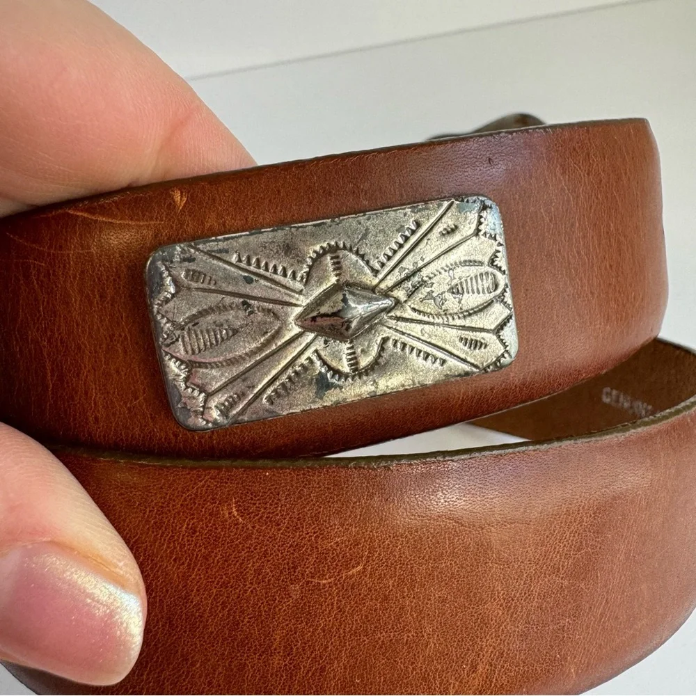 Vintage Y2K Brown Leather Belt‎ Western Boho Womens Large The Ritz Collection